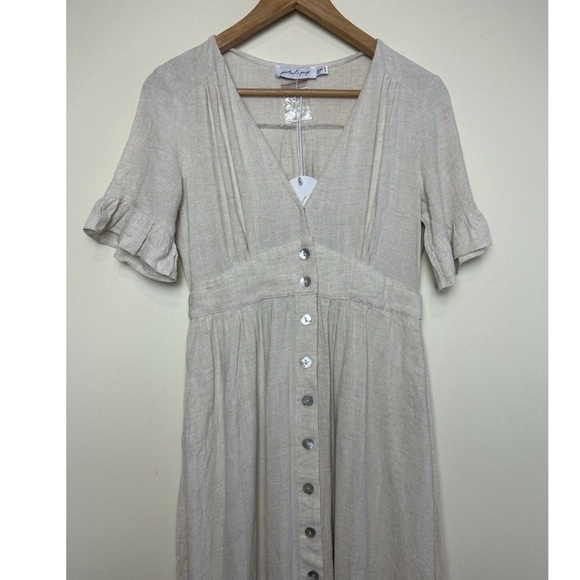 Cream Button-Down Dress - Picture 2 of 6